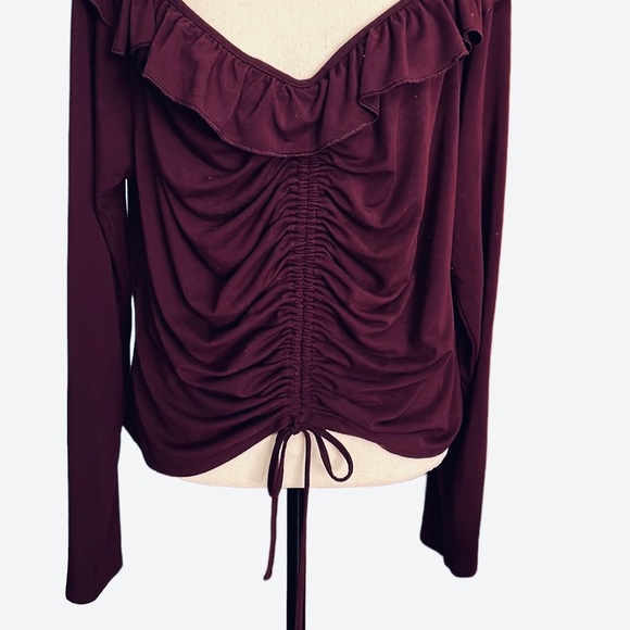 Forever 21 Long Sleeves Dark Purple Ruffled Crop Top Size 3X - Picture 2 of 9